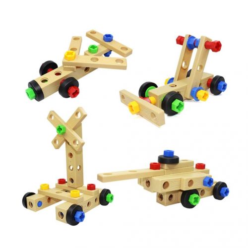  Smartlove1P Kids Building Toys Blocks， DDG-7 Child Screw Nut Combination Dismounting Tool Platform Multifunctional Wood Building Blocks Intellectual Development Toys