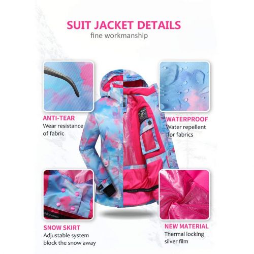  Smartlove1P Charm Boys Girls Winter Snowboard Skiing Parka Jacket Snow Bib Snowsuit Set Warm Snowsuit Hooded Ski Jacket + Pants 2 Pcs Set