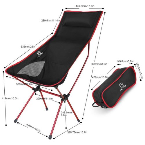  Smartlove1P Portable Folding Camping Chair Seat Leisure Stool Lightweight Pillows Lengthen Chair Backrest Outdoor Sport Hiking