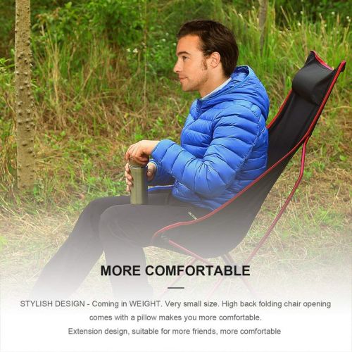  Smartlove1P Portable Folding Camping Chair Seat Leisure Stool Lightweight Pillows Lengthen Chair Backrest Outdoor Sport Hiking