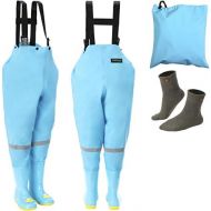 [아마존베스트]smartpeas Kids Waterproof Chest Waders with Rubber Boots Size 20-35 - Ideal Fishing Pants / Waders for Kids + Plus: 1 x socks.