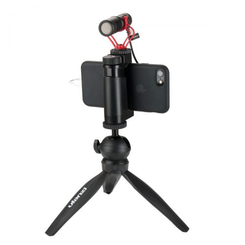  Cell Phone Tripod Handle Video Rig Mount Starter Kit with BOYA MM1 Shotgun Smart Phone Microphone Set Compatibile for iPhone X, XS Samsung YouTube Video Vlogging Live