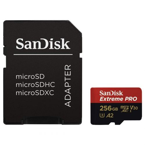 샌디스크 Smartphone camera SanDisk 256GB Micro SDXC Extreme Pro Memory Card Bundle Works with GoPro Hero 7 Black, Silver, Hero7 White UHS-1 U3 A2 Plus (1) Everything But Stromboli (TM) 3.0 Micro/SD Card Read