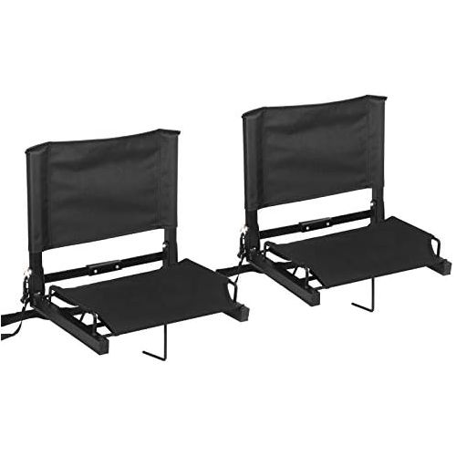  Smartxchoices Portable Set of 2 Folding Stadium Chair Bleacher Seat w/Back Shoulder Straps Steel Frame Sports Chair Lightweight(2 Pack)