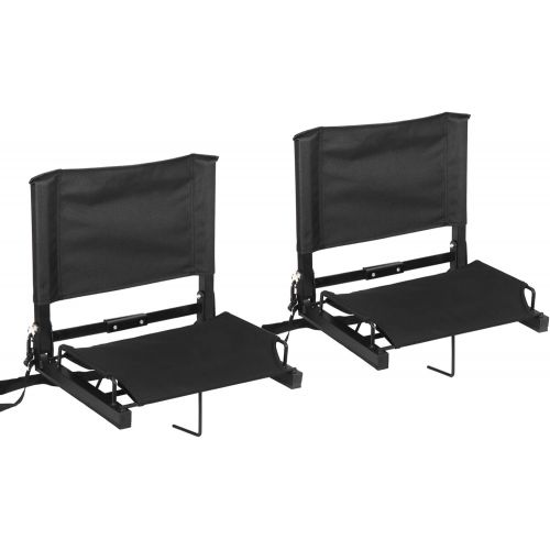  Smartxchoices Portable Set of 2 Folding Stadium Chair Bleacher Seat w/Back Shoulder Straps Steel Frame Sports Chair Lightweight(2 Pack)