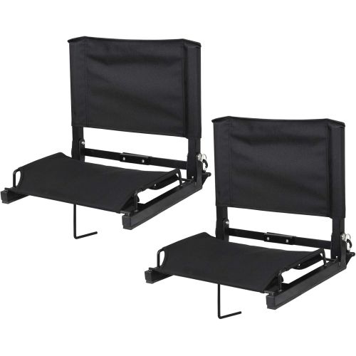  Smartxchoices Portable Set of 2 Folding Stadium Chair Bleacher Seat w/Back Shoulder Straps Steel Frame Sports Chair Lightweight(2 Pack)