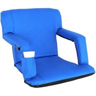 Smartxchoices Blue Padded Stadium Seat Chair for Bleachers with Backs and Cushion Water Resistant, 6 Reclining Positions