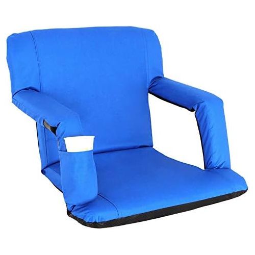  Smartxchoices Blue Padded Stadium Seat Chair for Bleachers with Backs and Cushion Water Resistant, 6 Reclining Positions