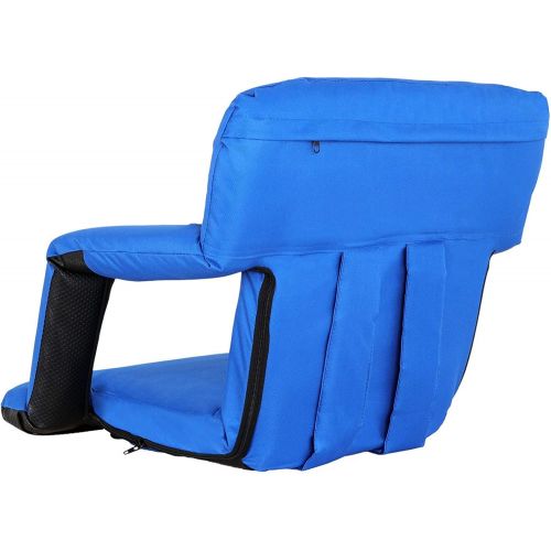  Smartxchoices Blue Padded Stadium Seat Chair for Bleachers with Backs and Cushion Water Resistant, 6 Reclining Positions