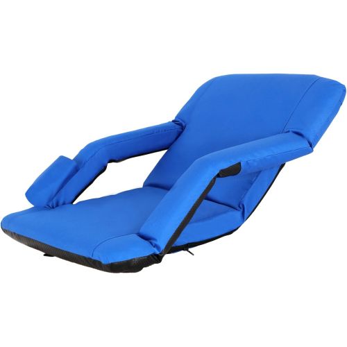  Smartxchoices Blue Padded Stadium Seat Chair for Bleachers with Backs and Cushion Water Resistant, 6 Reclining Positions