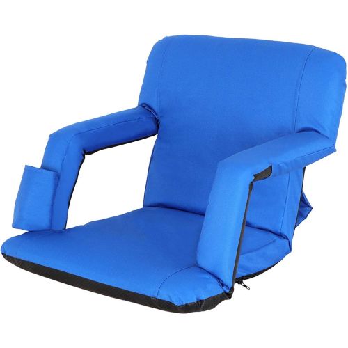  Smartxchoices Blue Padded Stadium Seat Chair for Bleachers with Backs and Cushion Water Resistant, 6 Reclining Positions