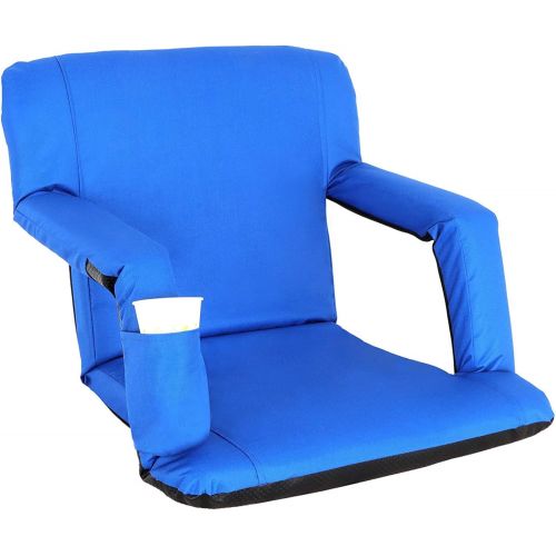  Smartxchoices Blue Padded Stadium Seat Chair for Bleachers with Backs and Cushion Water Resistant, 6 Reclining Positions