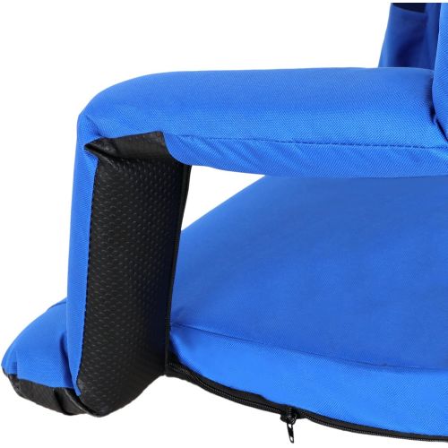  Smartxchoices Blue Padded Stadium Seat Chair for Bleachers with Backs and Cushion Water Resistant, 6 Reclining Positions