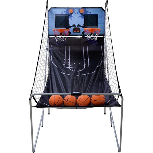  [아마존베스트]Smartxchoices 2-Player 8-in-1 Indoor Arcade Basketball Game Dual LED Scoreboard Folding Electronic Basketball Hoop w/ 4 Balls Inflation Pump - Kids Home Pro Shooting