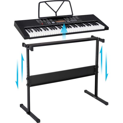  [아마존베스트]Smartxchoices 61-Key Portable Electronic Keyboard Piano LCD Display Keyboard Kit with Adjustable Stand, Stool, Headphones, Microphone & Music Stand