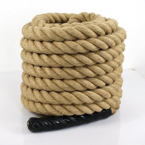  Smartxchoices 1.5 Diameter 50ft Battle Rope Twisted Manila Jute Rope Fitness Hemp Rope with Shirk End Caps Natural Color