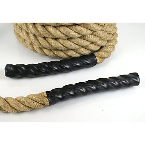  Smartxchoices 1.5 Diameter 50ft Battle Rope Twisted Manila Jute Rope Fitness Hemp Rope with Shirk End Caps Natural Color