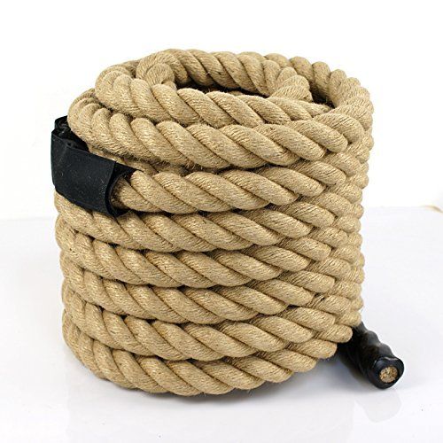  Smartxchoices 1.5 Diameter 50ft Battle Rope Twisted Manila Jute Rope Fitness Hemp Rope with Shirk End Caps Natural Color