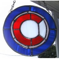 Smashingglass Chicago Cubs Stained Glass Suncatcher...6 1/4 Diameter...Made to Order