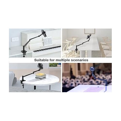  Smatree Mic Arm Desk Mount for Shure SM7B/SM58/MV7/AT2020 Mic, Shure SM7B Mic Stand, Metal Mic Arm Stand with 5/8