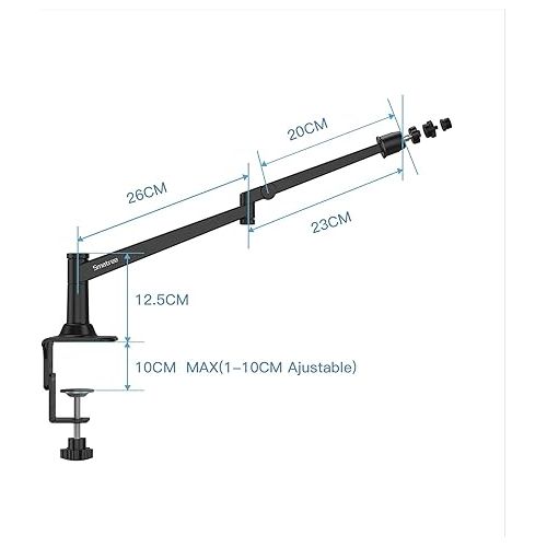  Smatree Microphone Adjustable Stand Desk Compatible for Shure SM7B/ Shure MV7/AT2020 /BM-800, Shure SM7B Mic Stand, 5/8