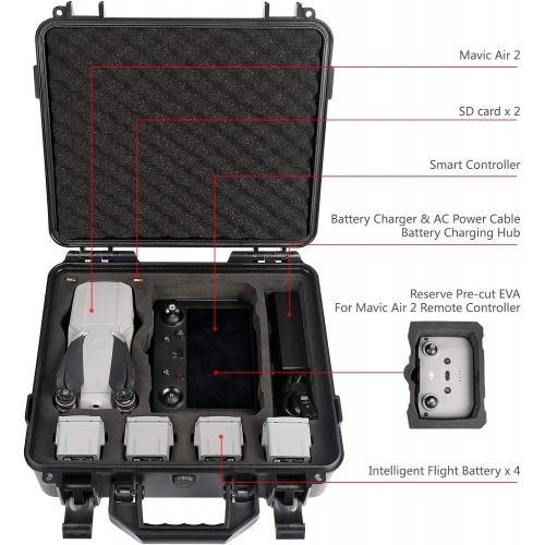  Smatree 13.4L Waterproof Hard Case Compatible with DJI Air 2S / DJI Mavic Air 2 Fly More Combo and Smart Controller(Not Fit for DJI RC Pro Controller)