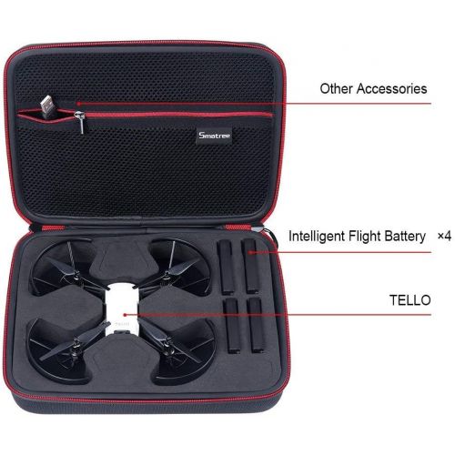  Smatree Carry Case & Portable Charging Station Compatible for DJI Tello Drone(Tello Drone and 4 Tello Flight Batteries is not Included)