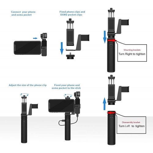  Smatree Portable Osmo Pocket 2 PowerStick(Power Bank) Compatible for DJI Osmo Pocket 2 & DJI Osmo Pocket 1, Handheld Smartphone Holder Mount Bracket with Tripod for Osmo Pocket Cam