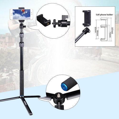  Smatree Telescoping Selfie Stick Compatible for GoPro Max/Hero 10/9/8/7/6/5/4/3+/3/Session/GOPRO Hero(2018)/Ricoh Theta S/V/Samsung Gear360/YI 4K/DJI OSMO Action Camera