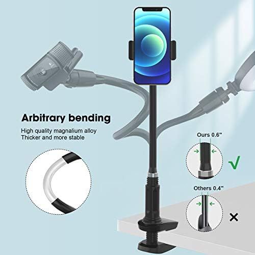  Smatree Smartree iPhone Bed Holder Mount, Adjustable Jaws Flex Clamp Mount Compatible with iPhone 13/13Pro12/12 Pro, GoPro Hero 9/8/7/6/5 Camera, LED Ring Light, Logitech Webcam Camera