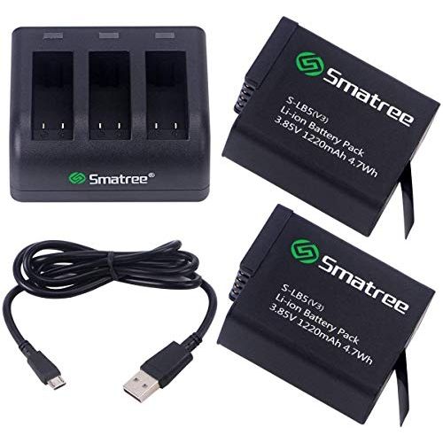  Smatree (2 Pack)Rechargeable Battery with 3-Channel Charger Compatible for GoPro Hero 8/7/6/5 Black