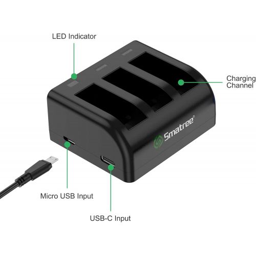  Smatree 3-Channel Battery Charger Compatible with Gopro Hero 9 Black