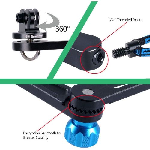  Smatree X1 Aluminium Foldable Pole 3-Way Ajustable Selfie Stick Compatible for GoPro MAX/Hero 10/9/8/7/6/5/4/3+/3/Hero(2018)