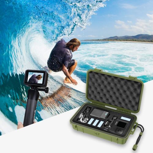  Smatree Waterproof Hard Case with F3 Floating Carbon Fiber Hand Grip Compatible for Gopro Hero 9/8/7/6/5 /DJI Osmo Action