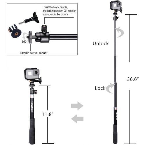  Smatree Telescoping Selfie Stick with Tripod Stand Compatible for GoPro Hero 9/8/7/6/5/4/3+/3/Session/GOPRO Hero (2018)/Cameras,DJI OSMO Action,Ricoh Theta S/V with 3pcs Long Blue