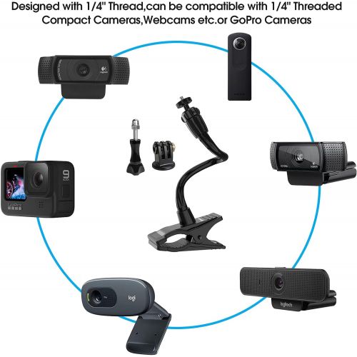  Smatree Webcam Stand, Flexible Jaws Clamp Clip Mount Holder Compatible for Logitech Webcam C925e C922x C922 C930e C930 C920 C615, GoPro Hero 10/9/8/7/6/5, Arlo Ultra/Pro/Pro 2/Pro