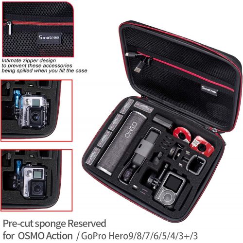  Smatree Hard Carrying Case Compatible with DJI Osmo Pocket 2/Osmo Pocket/Charging Case/Osmo Action/Gopro Hero 9/8/7/6/5