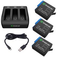 Smatree Rechargeable Battery with 3-Channel Charger Compatible for GoPro Hero 8/7/6 Black and Hero 5 Black Firmware V2.70 (3 Pack)