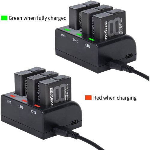  Smatree Rechargeable Battery with 3-Channel Charger Compatible for GoPro Hero 8/7/6 Black and Hero 5 Black Firmware V2.70 (3 Pack)