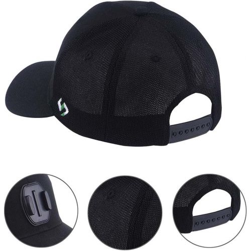  Smatree Baseball Hat Mount Mesh Cap Compatible with Gopro Hero 10/9/8/7/6/5/ 5 Session/4/3+/3/2/1/DJI OSMO Action Cameras (L 58-60cm) Black