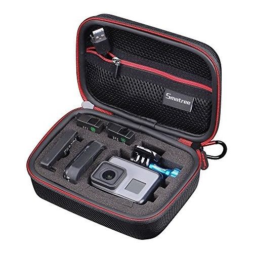  Smatree Carrying Case Compatible for GoPro Hero 8/7/6/5/4/3+/3/2/1/GOPRO Hero (2018)/DJI Osmo Action(Black & Red)-Extra-Small