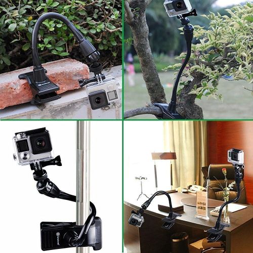  Smatree Adjustable Jaws Flex Clamp Mount 13.4inch Gooseneck Extension Compatible for Logitech Webcam C925e/C922x/C922/C930e/C930/C920/C615/ GoPro Hero 10/9/8/7/6/5/4/2018/ Arlo Ult