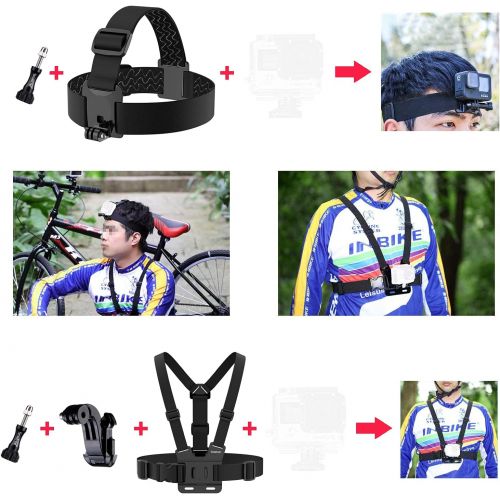  Smatree Chest Mount Harness Head Mount Strap with Aluminum Thumbscrews Compatible with GoPro Hero 9, Hero 8 7 Black Silver, Hero 5 4 3 3+, GoPro Session, Fusion, DJI Osmo Action Ca