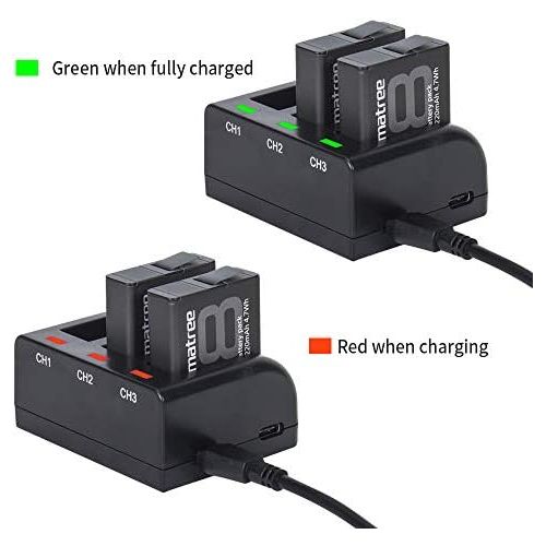  Smatree 2 Pack Rechargeable Battery with 3-Channel Charger Compatible for GoPro Hero 8/7/6 Black and Hero 5 Black Firmware V2.70 (Fully Compatible)