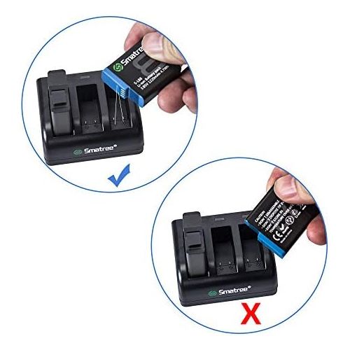  Smatree 2 Pack Rechargeable Battery with 3-Channel Charger Compatible for GoPro Hero 8/7/6 Black and Hero 5 Black Firmware V2.70 (Fully Compatible)