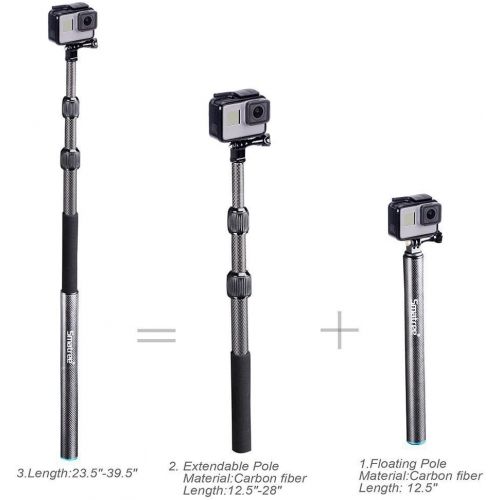  Smatree S3C Carbon Fiber Detachable Extendable Floating Pole with Tripod Stand Compatible for DJI OSMO Action 2 Camera/GoPro MAX/GoPro Hero 10/9/8/7/6/5/4/3 Plus/3/GoPro Hero 2018