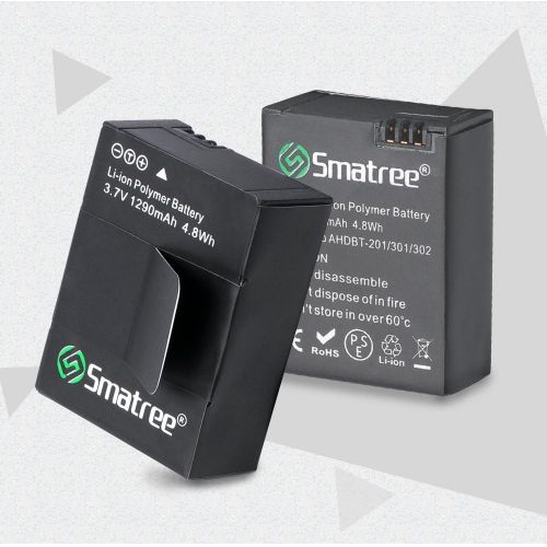  Smatree Rechargeable Battery 2 Pack Compatible for GoPro Hero3+ / Hero 3 Camera