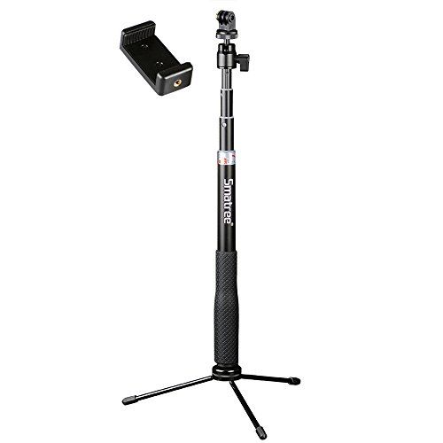  Smatree Q3 Telescoping Selfie Stick with Tripod Stand Compatible for GoPro Hero 10/9/8/7/6/5/4/3+/3/Max/Session/GOPRO Hero 2018/AKASO/OSMO Action Camera/DJI Pocket 2/SJCAM/Xiaomi Y