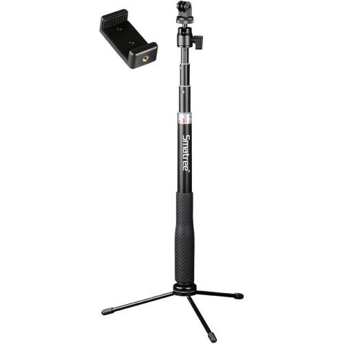  Smatree Q3 Telescoping Selfie Stick with Tripod Stand Compatible for GoPro Hero 10/9/8/7/6/5/4/3+/3/Max/Session/GOPRO Hero 2018/AKASO/OSMO Action Camera/DJI Pocket 2/SJCAM/Xiaomi Y