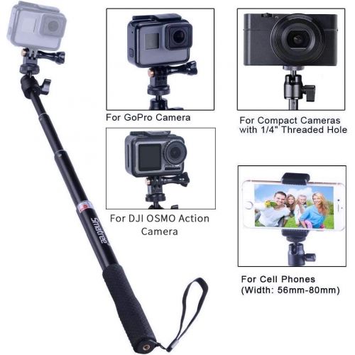  Smatree Q3 Telescoping Selfie Stick with Tripod Stand Compatible for GoPro Hero 10/9/8/7/6/5/4/3+/3/Max/Session/GOPRO Hero 2018/AKASO/OSMO Action Camera/DJI Pocket 2/SJCAM/Xiaomi Y